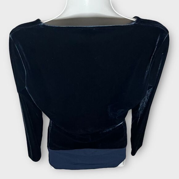 J. Crew Jeans Dark Blue Velvet Long Sleeve Snap Gusset One Piece Bodysuit Size M - Picture 9 of 13